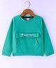 Olio Kids Cotton Knit Full Sleeves Winter T-Shirt with Text Print & Kangaroo Pocket -Sea Green