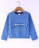 Olio Kids Cotton Knit Full Sleeves Winter T-Shirt with Text Print & Kangaroo Pocket -Royal Blue