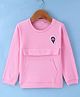 Olio Kids Cotton Knit Full Sleeves Winter T-Shirt with Kangaroo Pocket & Parachute Patch - Pink