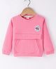 Olio Kids Cotton Knit Full Sleeves Winter T-Shirt with Kangaroo Pocket & Turtles Patch - Light Pink