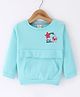 Olio Kids Cotton Knit Full Sleeves Winter T-Shirt with Kangaroo Pocket & Star Printed - Sea Green