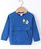 Olio Kids Cotton Knit Full Sleeves T-Shirt with Kangaroo Pocket & Star Printed - Navy Blue