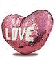 Kidsden Red and Gold Reversible Sequin Heart Shaped Pillow - 49 cm