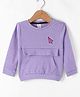 Olio Kids Cotton Knit Full Sleeves Winter T-Shirt with Kangaroo Pocket & Ice Cream Patch - Purple
