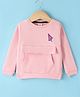 Olio Kids Cotton Knit Full Sleeves Winter T-Shirt with Kangaroo Pocket & Ice Cream Patch - Peach