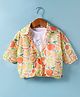 Dew Drops Chiffon Woven Half sleeves Fruits Printed Shirt Style Top - Peach & White