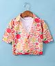Dew Drops Chiffon Woven Half sleeves Fruits Printed Shirt Style Top - Pink & White