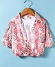 Dew Drops Chiffon Woven Half Sleeves Floral Print Shirt Style Top - Pink