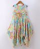 Dew Drops Chiffon Woven Sleeveless Printed Frock - Aqua