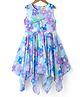 Dew Drops Chiffon Woven Sleeveless Frock With Floral  Print & Knot Detailing - Light Blue