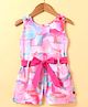 Dew Drops Cotton Knit Sleeveless Printed Jumpsuit - Pink