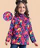 Ollington St. Woven Full Sleeves Floral Printed Padded Quilted Jacket with Detachable Hood - Purple & Pink