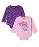 Doodle Poodle 100% Cotton Knit Full Sleeves Onesie Heart & Text Print Pack of 2 - Pansy Purple & Hot Pink