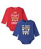 Doodle Poodle 100% Cotton Knit Full Sleeves Onesies with Text Print Pack of 2 - Red & Blue