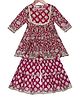 AATYA KIIDS Cotton Three Fourth Sleeves Floral Printed & Lace Embellished Kurta With Sharara - Maroon