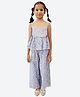 Shilpshakti Cotton Sleeveless Floral Printed Peplum Top With Coordinating Palazzo Set - Blue