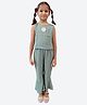 Shilpshakti Cotton Sleeveless Flower Patch Top & Pant Set - Green
