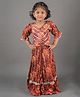 AATYA KIIDS Half Sleeves Floral Pinted & Lace Embellished Choli With Lehenga - Red