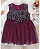 Bella Moda  Sleeveless Bow Applique Sequin Embellished Dress - Wine