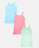 Kiddopanti Pack Of 3 Sleeveless Solid Camisoles - Light Blue Pink & Aqua Green