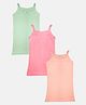 Kiddopanti Pack Of 3 Sleeveless Solid Camisoles - Light Green Pink & Peach