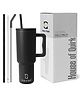 House of Quirk 1200 ml Stainless Steel Tumbler Hot and Cold with Handle and Lid 2 Straw-Black