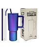 House of Quirk 1200ml Stainless Steel Tumbler Hot and Cold with Handle and Lid 2 Straw -Aurora Prism