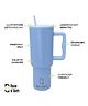 House of Quirk 1200ml Stainless Steel Tumbler Hot and Cold with Handle and Lid 2 Straw -Mistblue
