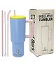 House of Quirk 1200 ml Stainless Steel Tumbler Hot and Cold with Handle and Lid 2 Straw -Multcolor