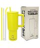 House of Quirk 1200ml Stainless Steel Tumbler Hot and Cold with Handle and Lid 2 Straw -Green