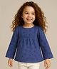 Babyhug Full Sleeves Schifli Top - Navy Blue
