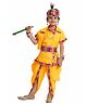 Kaku Fancy Dresses Janmashtami Theme Half Sleeves Lace Embellished Krishna Costume Set - Yellow