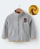 Kookie Kids Full Sleeves High Neck Sweatjacket With Dino Patch - Grey