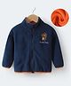 Kookie Kids Full Sleeves High Neck Sweatjacket With Dino Patch - Navy Blue