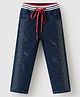 Kookie Kids Full Length Denim Jeans With Glitter Print - Navy Blue