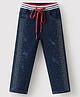 Kookie Kids Full Length Denim Jeans With Glitter Print - Navy Blue
