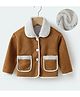Kookie Kids Full Sleeves Winter Jacket With Fur Detailing At Collar - Brown