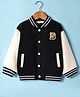 Kookie Kids Full Drop Shoulder Sleeves Bomber Jacket with Text Patch - Black