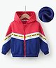 Kookie Kids Full Sleeves Cut & Sew Designed Hooded Sweatjacket with Text Print - Red