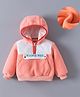 Kookie Kids Full Sleeves Hooded Winter Fur Jacket with Colour Block Design & Kangaroo Pockets - Pink