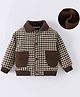 Kookie Kids Full Sleeves Checkered Winter Jacket - Brown