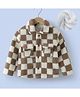 Kookie Kids Full Sleeves Collar Neck Winter Fur Jacket with Checks Design - Cream