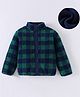 Kookie Kids Full Sleeves Checkered Winter Jacket - Dark Green