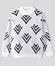 Primo Gino Knitted Full Sleeves Pullover Sweater With Chevron Design - White