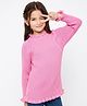 Pine Kids Knit Raglan Full Sleeves Solid Color Sweater - Pink