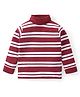 Babyhug Cotton Knit Full Sleeves Turtle Neck T-Shirt with Striped Print - Red & White