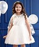 Mark & Mia Sleeveless Knee Length Party Frock with Floral & Pearl Detailing - White