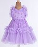 Mark & Mia  Sleeveless Star & Moon Printed Party Frock with Frill & Floral Detailing - Purple