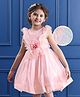 Mark & Mia  Frill Sleeves Party Frock with Floral Corsage & Pearl Detailing - Pink