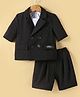 Mark & Mia Woven Full Sleeves Solid Colour Blazer & Shorts With T-Shirt - Black